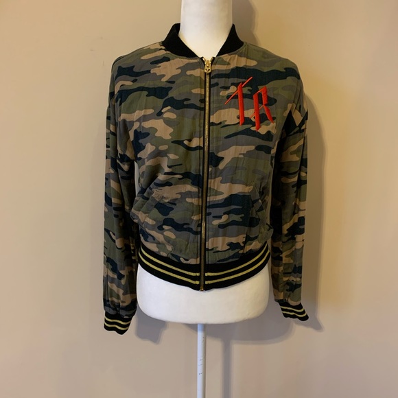 true religion camo bomber jacket